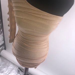 Gold glitter one shoulder Charlotte Russe dress